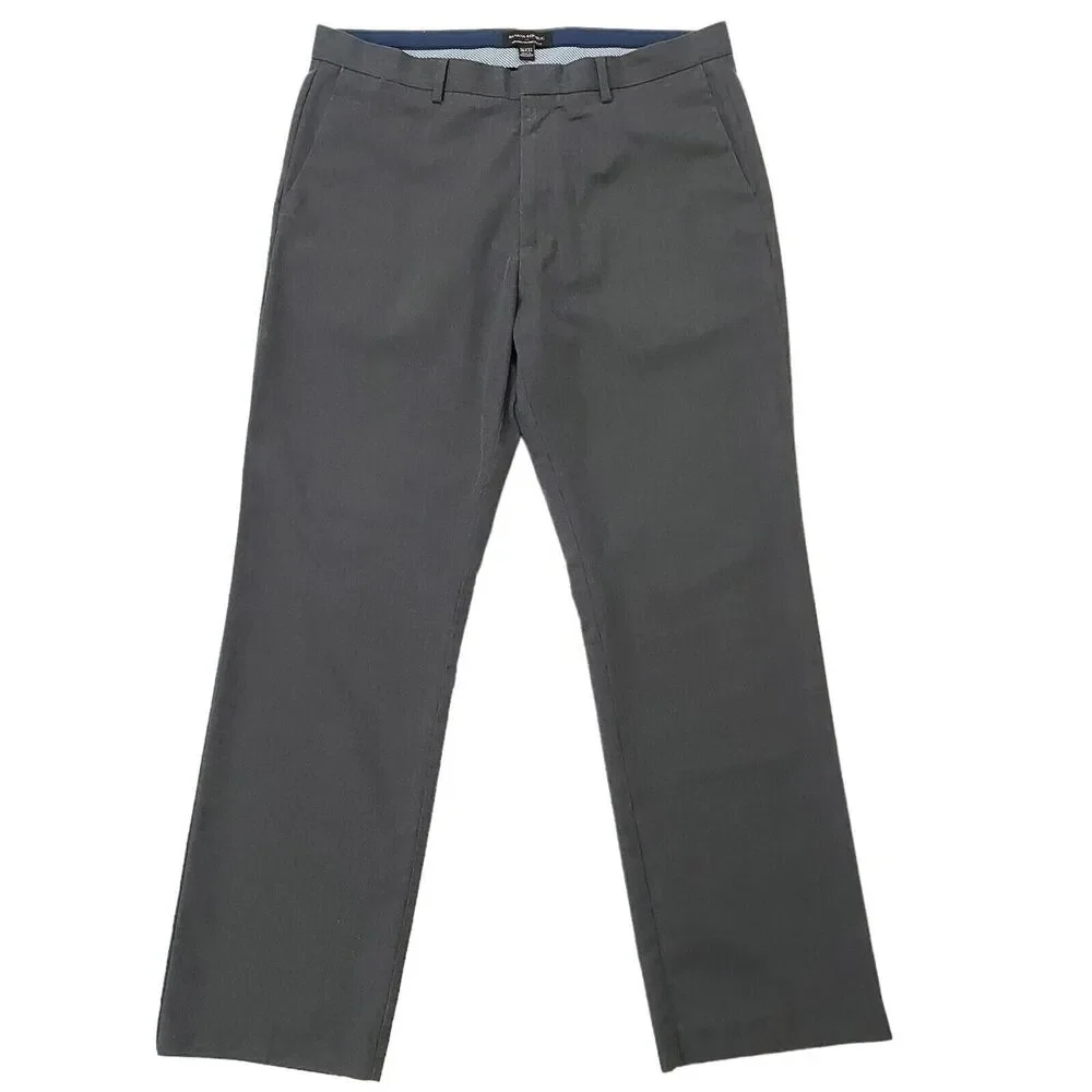 Banana Republic Mens Dress Pants 36x32 Gray Non-Iron Tailored Slim Fit Chino
